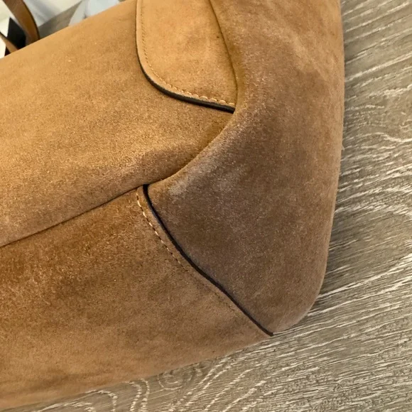 NWT Coach Hadley Turnlock Brown Suede Tote Bag - Picture 10 of 11